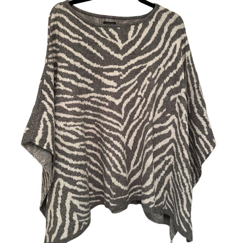 Ann Taylor Zebra Print Poncho - Black and White